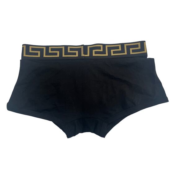 M2-18 VERSACE Men's Greca Trunks Black Cotton Deadstock Size 4/30-32/S - Picture 3 of 11